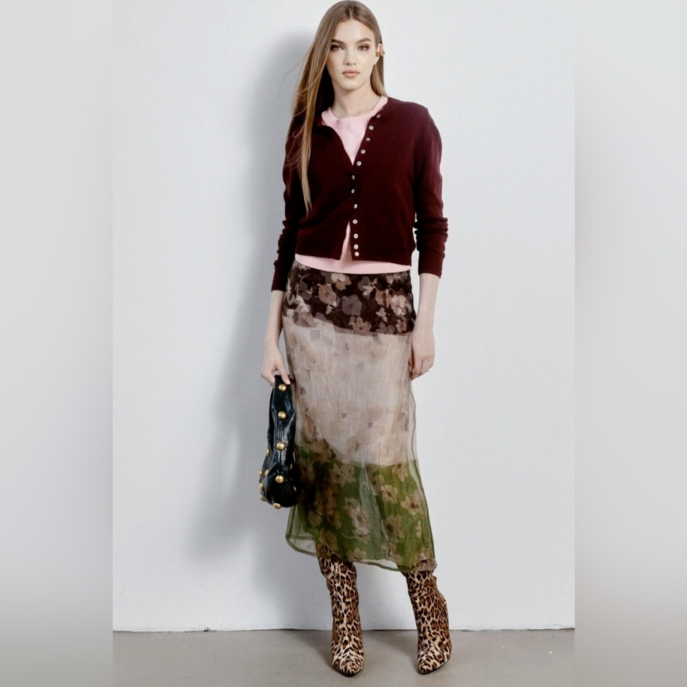 Zara Floral Midi Skirt in Earthy Tones